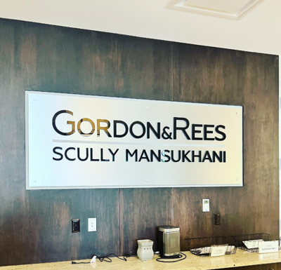 Gordon & Rees Interior Signage Photo